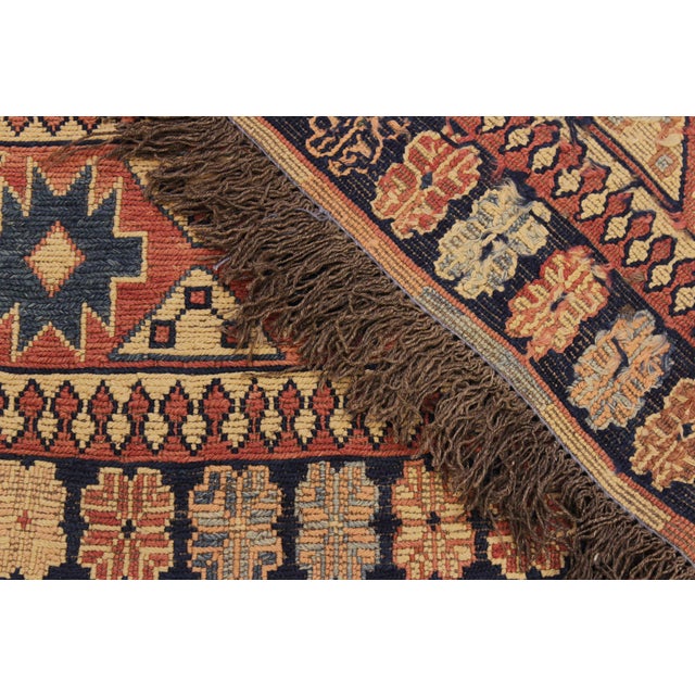 Blue Rustic Soumak Blue/Rust Wool Rug - 6'4'' X 9'3'' For Sale - Image 8 of 10