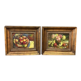 Late 20th Century Pair of Signed Fruit Still Lifes With Certificates of Authenticity For Sale