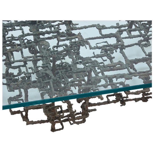 Mid-Century Modern 1970s Daniel Gluck Brutalist Sculptural Coffee Table in Bronze For Sale - Image 3 of 8
