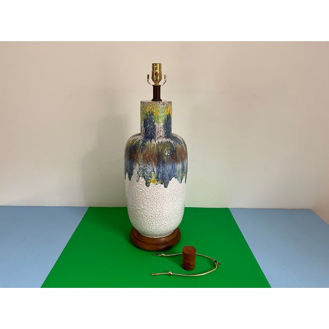 Oversize Drip Glaze Jar Lamp, C1960 For Sale - Image 11 of 11