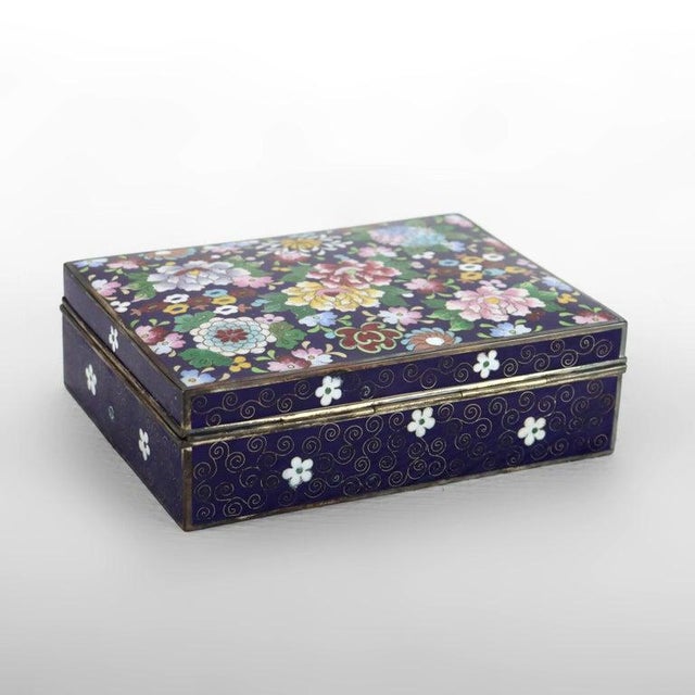 1920s Antique Japanese Floral Cloisonne Enameled Jewelry Box C1920 For Sale - Image 5 of 10