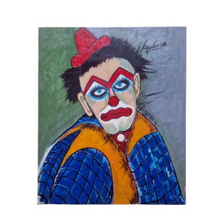 Mid-20th Century Khouresserian, Expressionist Clown Portrait, Oil on Canvas For Sale