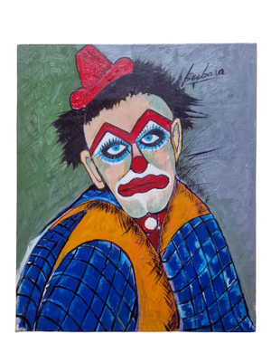 Mid-20th Century Khouresserian, Expressionist Clown Portrait, Oil on Canvas