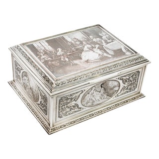 19th Century French Silvered Copper Jewellery Box For Sale