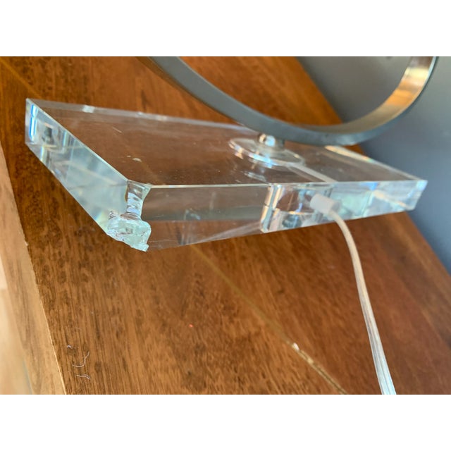 1990s Manfried Table Lamp Round Oval Modern Brushed Nickel For Sale In Denver - Image 6 of 7