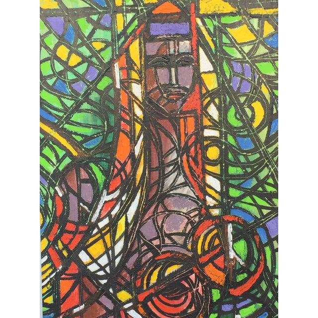 This beautiful , very colorful was done by L M Patel. It looks like it was painted like stained glass Only few painting...