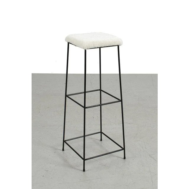 Beautiful set or 8 tall wireframe barstools. They have creme fluffy upholstery. The barstools have some traces of use but...