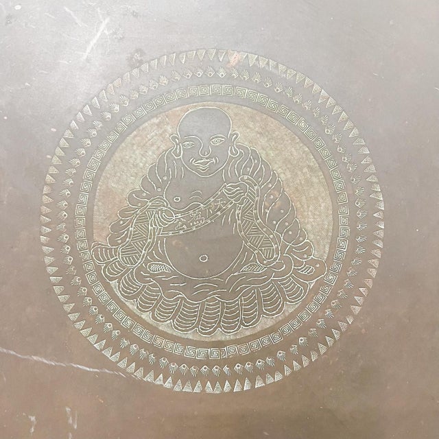 Vintage Large Buddha Brass Tray Decorative Wall Hanging Hong Kong For Sale In San Diego - Image 6 of 9