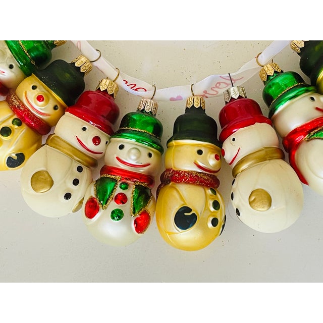 1960s 25 Super Cute Vintage European Snowmen Holiday Glass Ornaments For Sale - Image 5 of 5