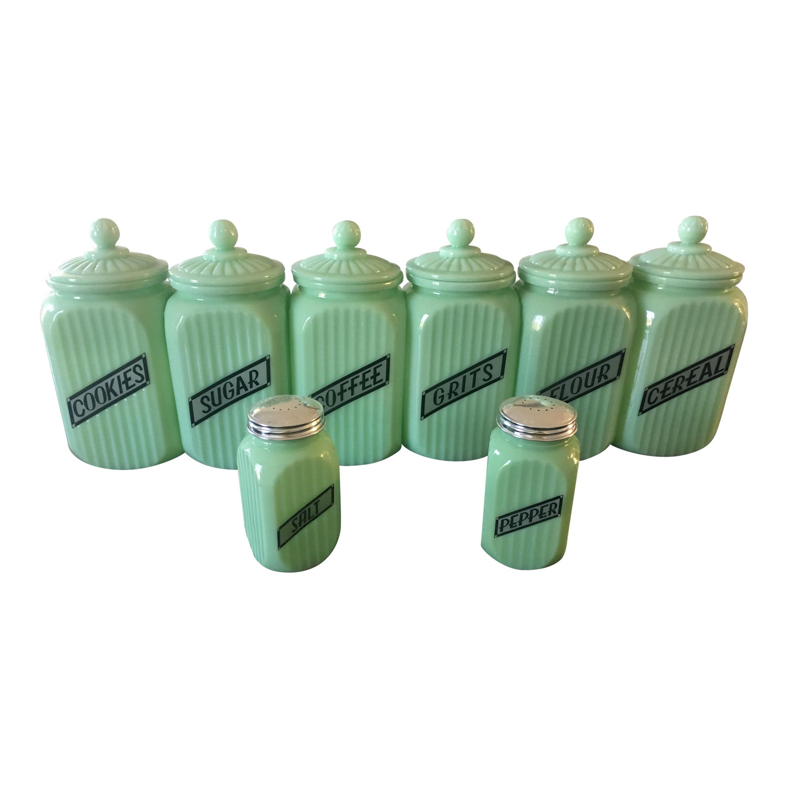 Vintage Collection of Jadeite Canisters Set of 8 Chairish