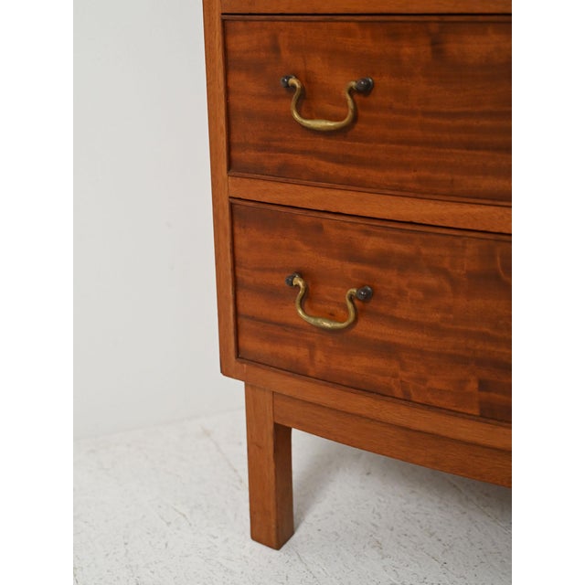 Brown Scandinavian Mahogany Chest of Drawers with Brass Handles, 1940s For Sale - Image 8 of 11