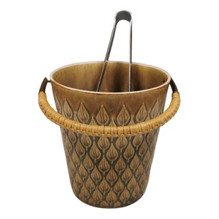 Ceramic Stoneware Ice Bucket with Tongs by Jens H. Quistgaard, 1957, Set of 2 For Sale