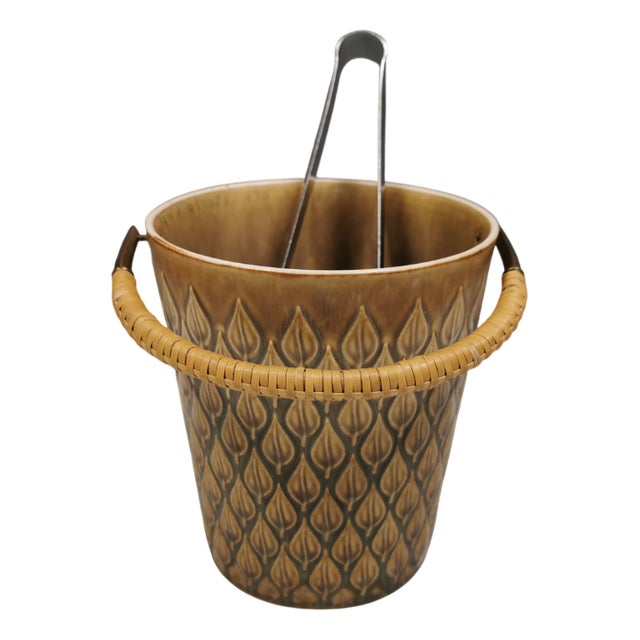 Ceramic Stoneware Ice Bucket with Tongs by Jens H. Quistgaard, 1957, Set of 2 For Sale