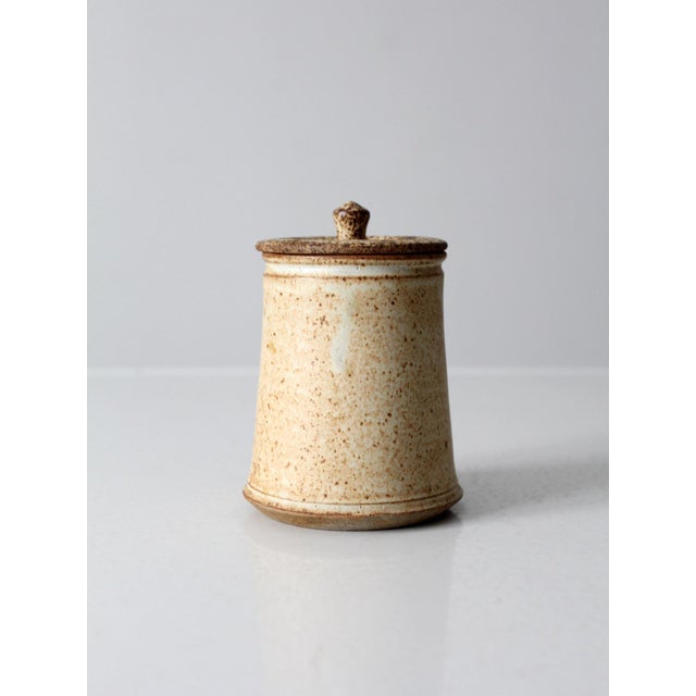 Tan Vintage Studio Pottery Jar For Sale - Image 8 of 9