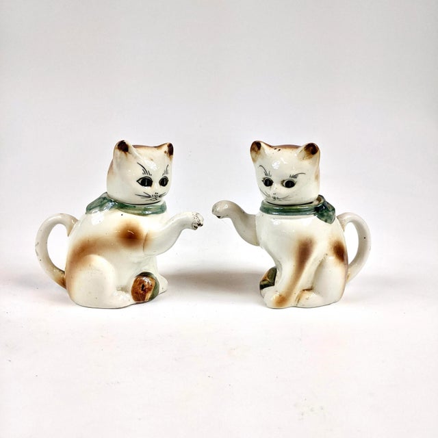 Late 20th Century 20th Century Porcelain Cat Tea Pots - a Pair For Sale - Image 5 of 5