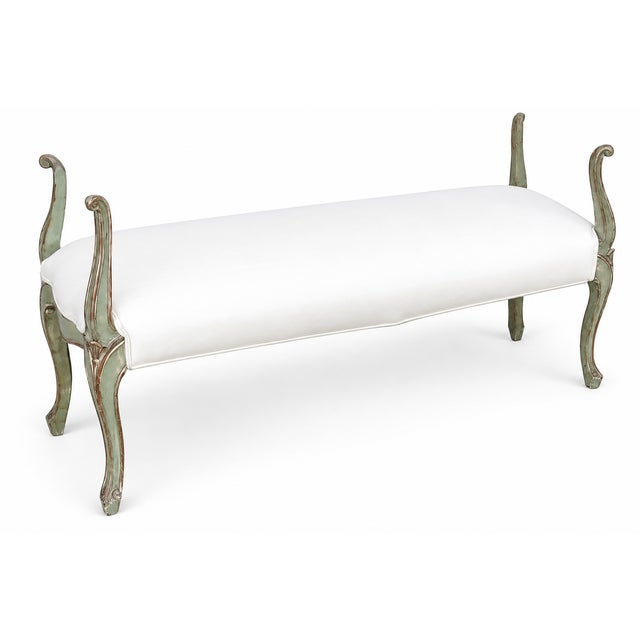 Italian Vintage Venetian Painted Green and Parcel-Gilt Bench / Ottoman For Sale - Image 3 of 5