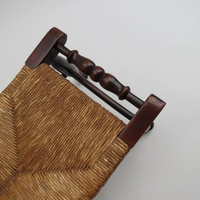 Brown Antique Arts and Crafts Rush Seat Stools, 1900, Set of 2 For Sale - Image 8 of 9