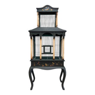 Vintage Hand Painted Bird Cage For Sale