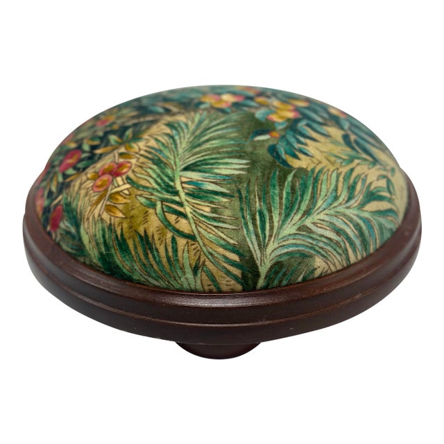 Antique Footstool Reupholstered in Designer Fabric For Sale