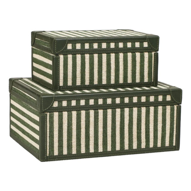 Kora Green Cotton Jute Jewelry Box Set For Sale - Image 9 of 9