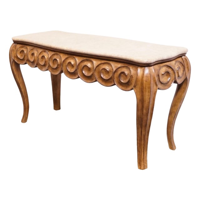 Bernhardt Furniture Walnut Finished Italian Rococo Baroque Revival 60" Console Table W. Granite Top 423-911 For Sale