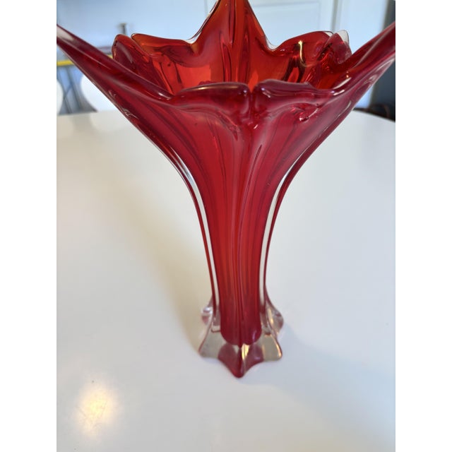 Submerged Blown Red Murano Glass Vase, 1960s For Sale - Image 9 of 10