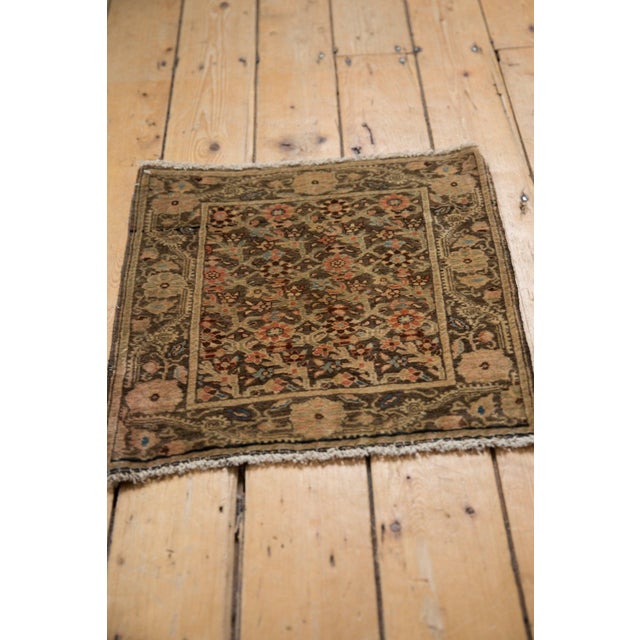 Traditional Vintage Fine Distressed Farahan Sarouk Square Rug Mat - 1'9" x 1'9" For Sale - Image 3 of 8