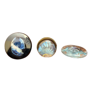 Handmade Studio Art Glass Paperweights & Object Set — Set of 3