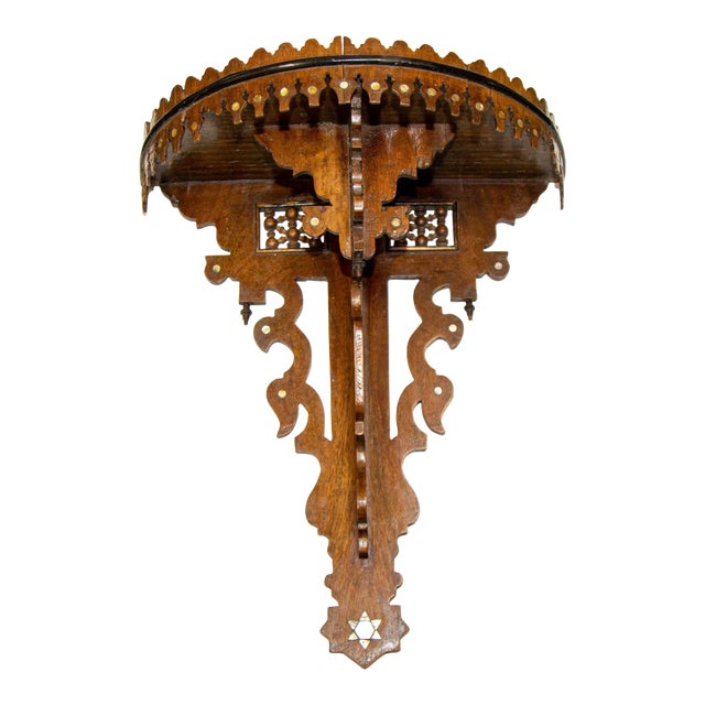 Antique Moroccan Wall Bracket Shell Inlay Moorish Wall Shelf 1920s For Sale