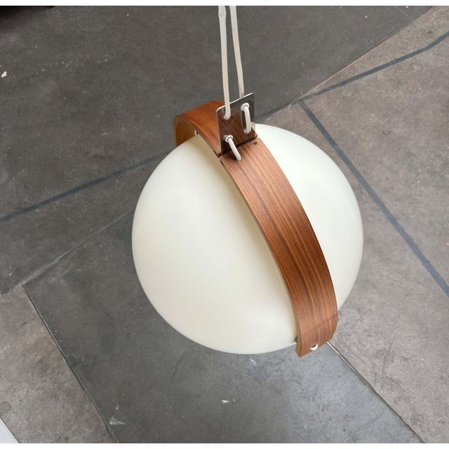Mid-Century Modern Swiss Space Age Plastic and Plywood Pendant Lamp from Temde, 1960s For Sale - Image 4 of 18