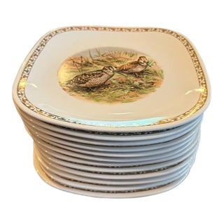 1950s Vintage French Longchamp Pheasant Plates- Set of 12 For Sale
