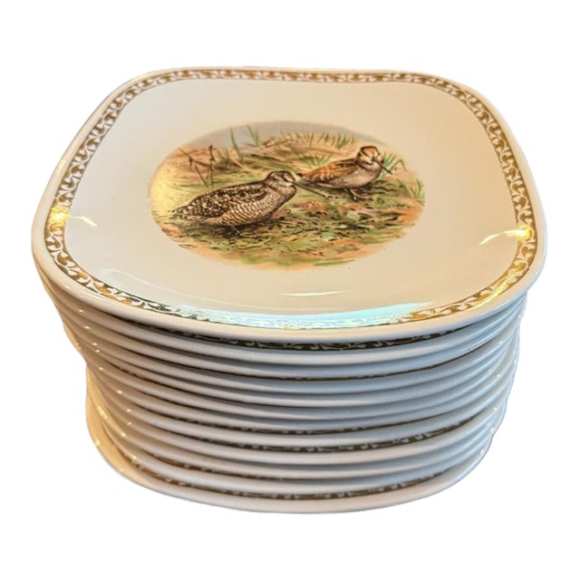 1950s Vintage French Longchamp Pheasant Plates- Set of 12 For Sale