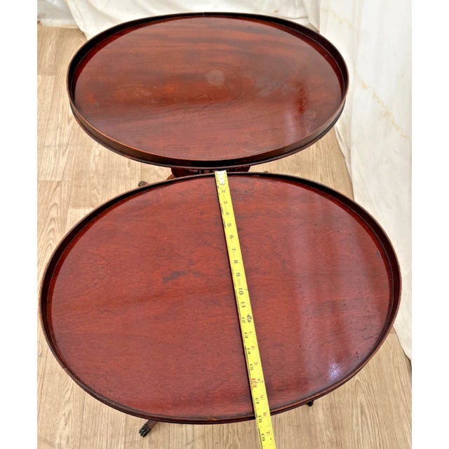 Vintage Mersman Accent Oval Side Tables, Lyre Harp Base, Mahogany Set of Two For Sale - Image 15 of 18