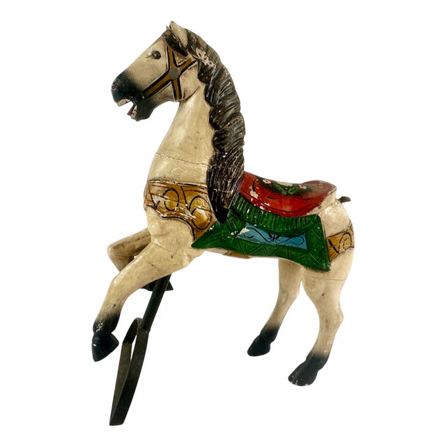 Carved Wooden Hand-Painted Carousel Horse, 1900s For Sale