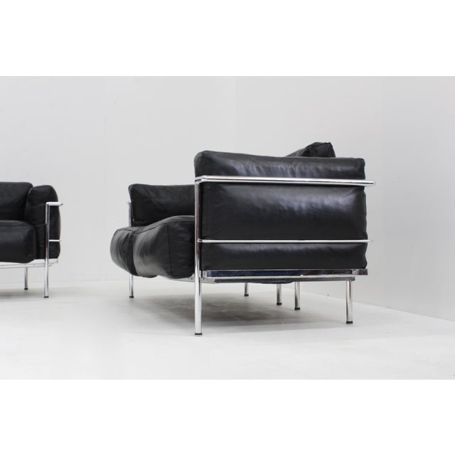 Pair of LC2 2-Seater Sofas model Grand Confort by Le Corbusier designed for the Italian brand Alivar in the 1980s. Set of...