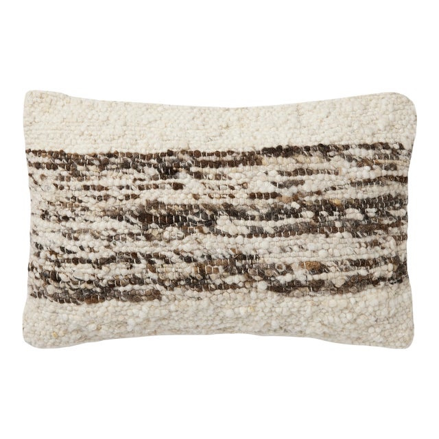 Amber Lewis x Loloi Joan Ivory / Tobacco 13'' x 21'' Cover with Down Pillow For Sale