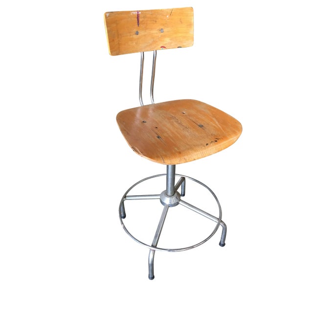 Silver Bieffe Italian Chrome and Formed Birch Plywood Artist Drafting Work Chair For Sale - Image 8 of 8