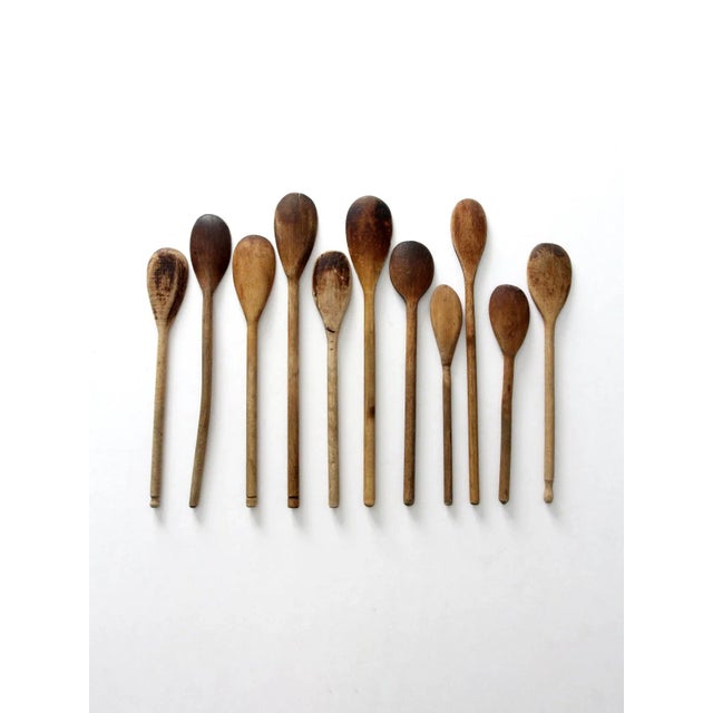 Mid 20th Century Vintage Wooden Kitchen Spoons Set of 11 For Sale - Image 5 of 12