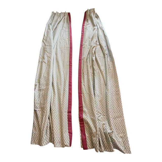 Pair Charming Block Print Panels With Trim; 2 Pair Available For Sale