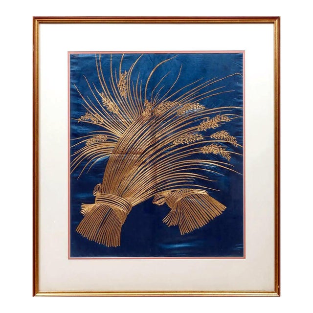 Framed Japanese Embroidery Silk Panel Meiji Period For Sale