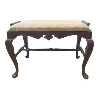 Antique French Low Stool With Upholstered Seat For Sale