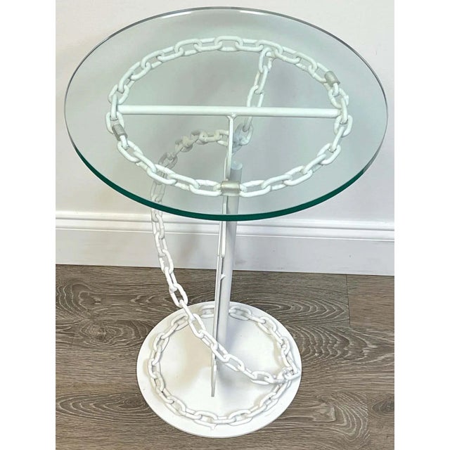 Mid 20th Century Post WWII Modern Wrought Iron Anchor & Chain Yacht Side Tables - A Pair For Sale In Greensboro - Image 6 of 10
