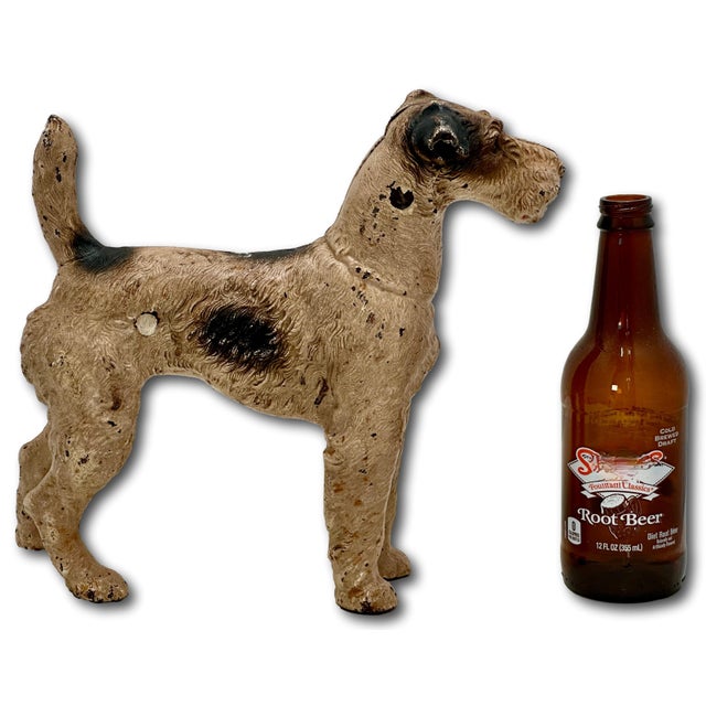 Very Rare Oversize 1930s Hubley #387 Standing Full Figure Fox Terrier Cast Iron Dog Doorstop - 10 Inches Tall X 12 Inches Long For Sale - Image 18 of 18