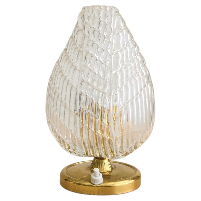 1930s Italian Murano Glass Leaf Table Lamp in the Manner of Barovier & Toso For Sale - Image 4 of 12
