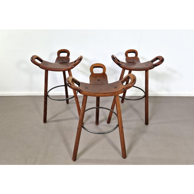 Spanish Marbella Bar Stools attributed to Sergio Rodrigues, 1960s, Set of 3 For Sale - Image 10 of 10