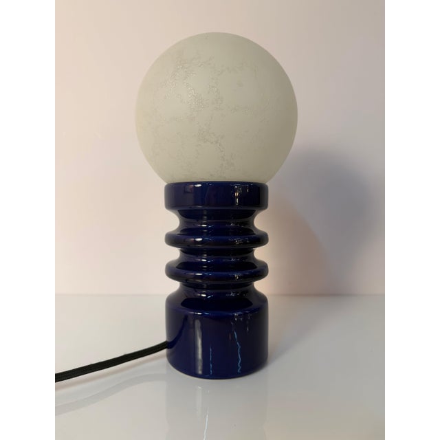Blue Ceramic and Glass Table Lamp by Cari Zalloni for Dümler & Breiden, 1970s For Sale - Image 3 of 11