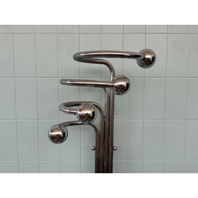 Ivory Vintage Italian Coat Hanger in Chromed Steel and Marble Base, 1970s For Sale - Image 8 of 14