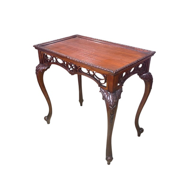 Vintage Chippendale Style Carved Mahogany Side Table /Console 31" H For Sale - Image 9 of 10