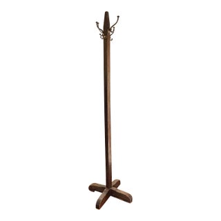 Antique Mission Oak Freestanding Hall Tree Coat Rack C. 1910 For Sale