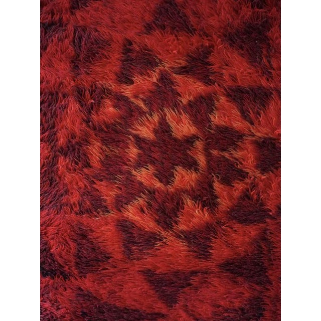 Vintage Swedish high pile wool rug with abstract design. Condition: Good vintage condition according to its age - no smell...
